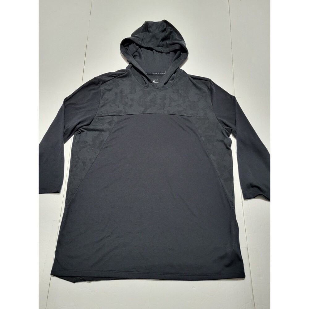 (#L6)Under Armour HeatGear Threadborne Hoodie Mens Large Black Camo Fitted